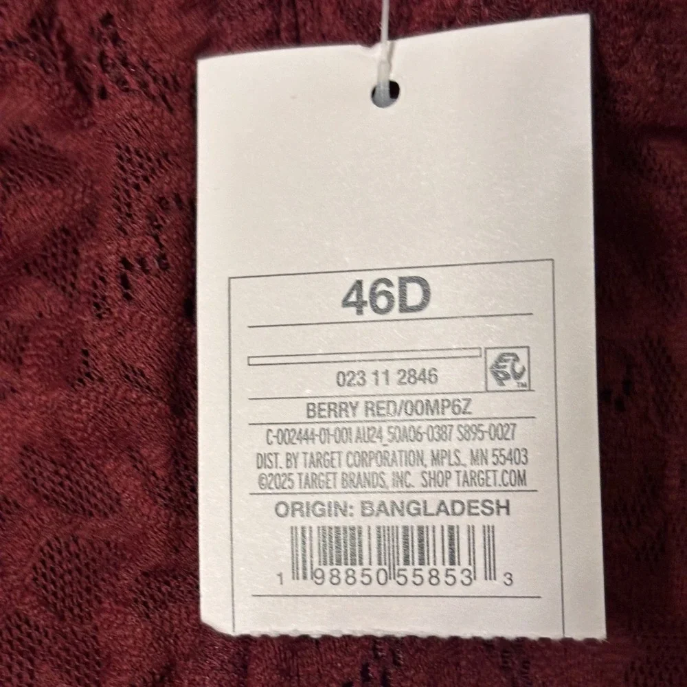 Auden 46D Lace Unlined Balconette Bra Womens Berry Red